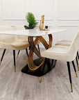 Orion Gold 1.8 Dining Table with Polar White Sintered Stone Top