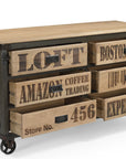 Soho 6-Drawer Sideboard on Wheels