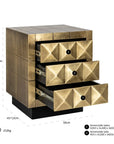 Richmond Interiors Cabinet Collada 3-Drawers In Brushed Gold