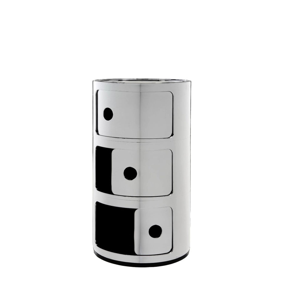 Kartell Componibili Chrome Storage Unit 3 doors