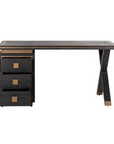 Richmond Interiors Hunter Black Oak and Gold 3 Drawer Desk 7491