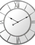 Grey Framed Beaded Mirrored Round Clock