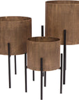 Belvedere Aged Gold Set of 3 Floor Planters