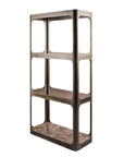 Thorpe II Smoked Bronze Metal and Glass Shelving Unit featuring Marble
