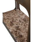 Thorpe II Smoked Bronze Metal and Glass Shelving Unit featuring Marble