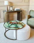Savanna Leaf Coffee Table & Nesting Pouffe