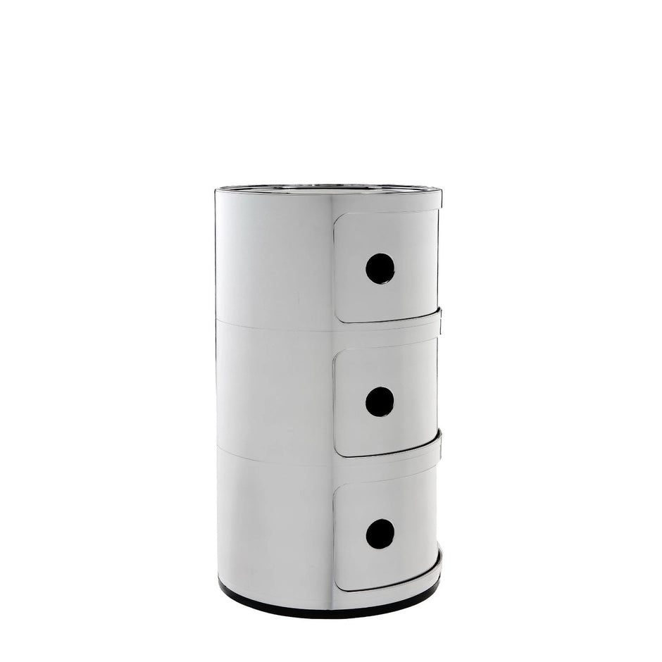 Kartell Componibili Chrome Storage Unit 3 doors