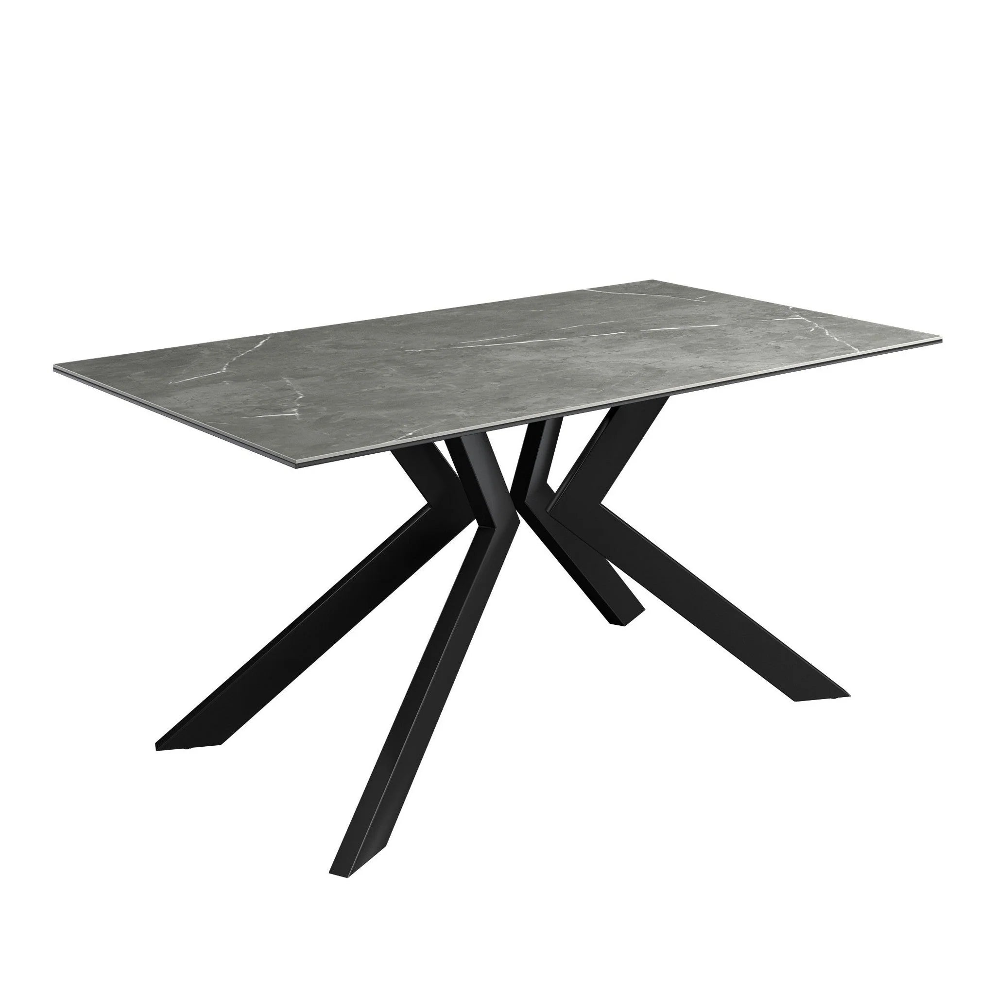 Azzaro 160cm Matte Grey Ceramic Fixed Dining Table- Fellini Home Ltd