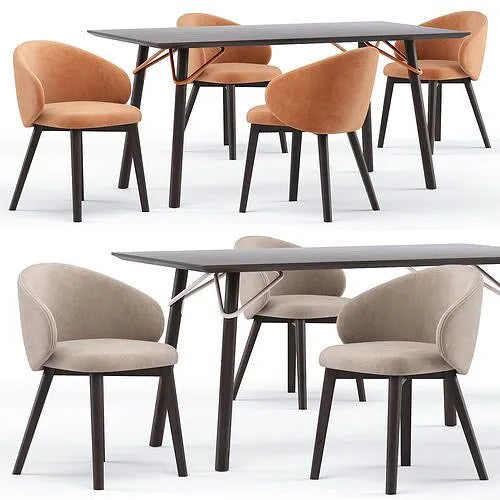 Calligaris Connubia Tuka Dining Chair CB2117-MTO Beech Legs with Cros fabric