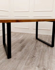 Freya 1.8 Dining Table Solid Dark Pine wood with Matt Black Metal Legs