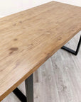 Freya 1.8 Dining Table Solid Dark Pine wood with Matt Black Metal Legs