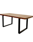 Freya 1.8 Dining Table Solid Dark Pine wood with Matt Black Metal Legs