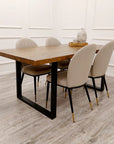 Freya 1.8 Dining Table Solid Dark Pine wood with Matt Black Metal Legs