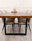 Freya 1.8 Dining Table Solid Dark Pine wood with Matt Black Metal Legs