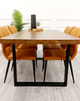 Freya 1.8 Dining Table Solid Dark Pine wood with Matt Black Metal Legs