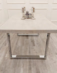 Freya 1.8 Dining Table Solid Light Pine wood with Chrome Metal Legs