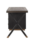 Richmond Interiors Hunter Black Oak and Gold 3 Drawer Desk 7491