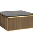 Richmond Interiors Ironville Brass Birch and Marble Square Coffee Table