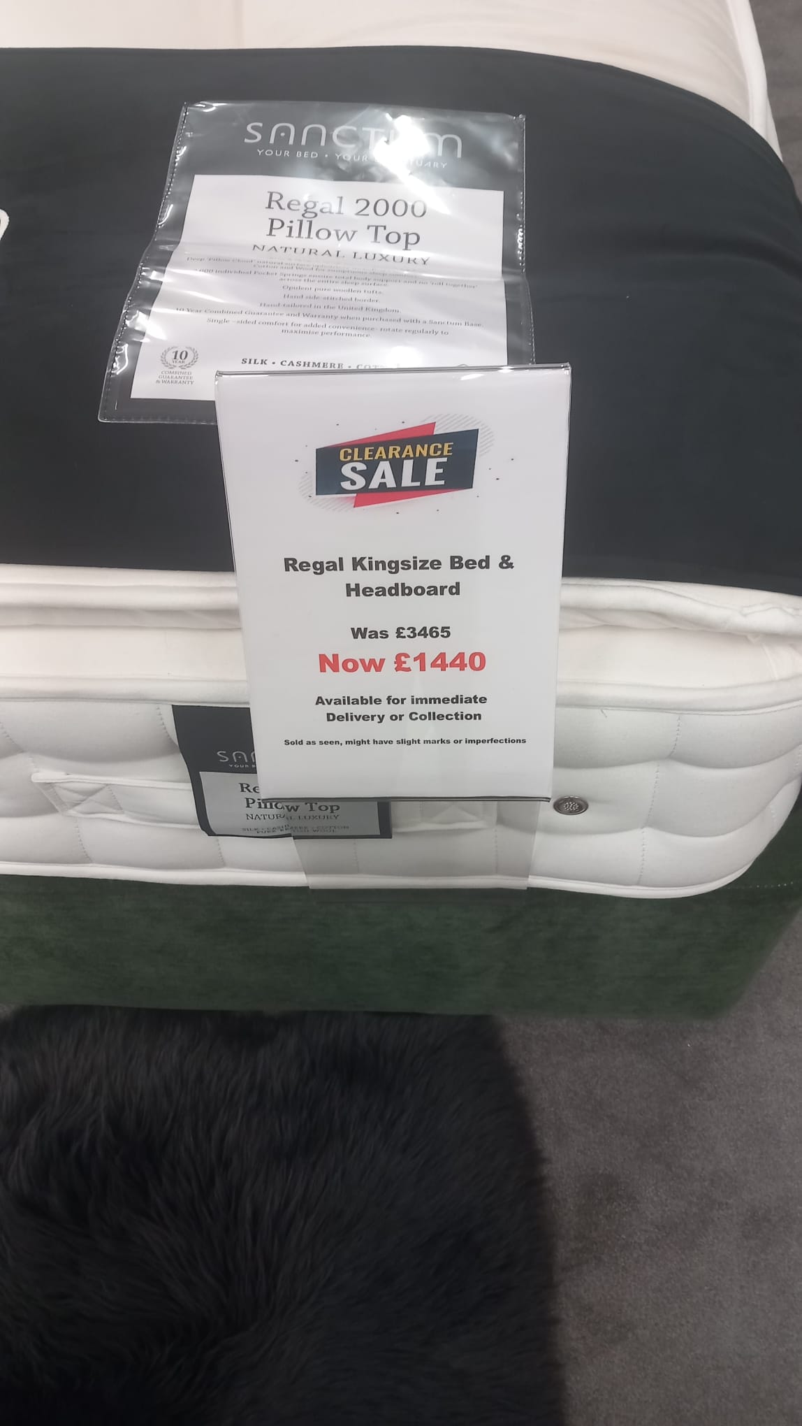Sanctum Regal 2000 Pillow Top Mattress, Divan &amp; Headboard - EX DISPLAY