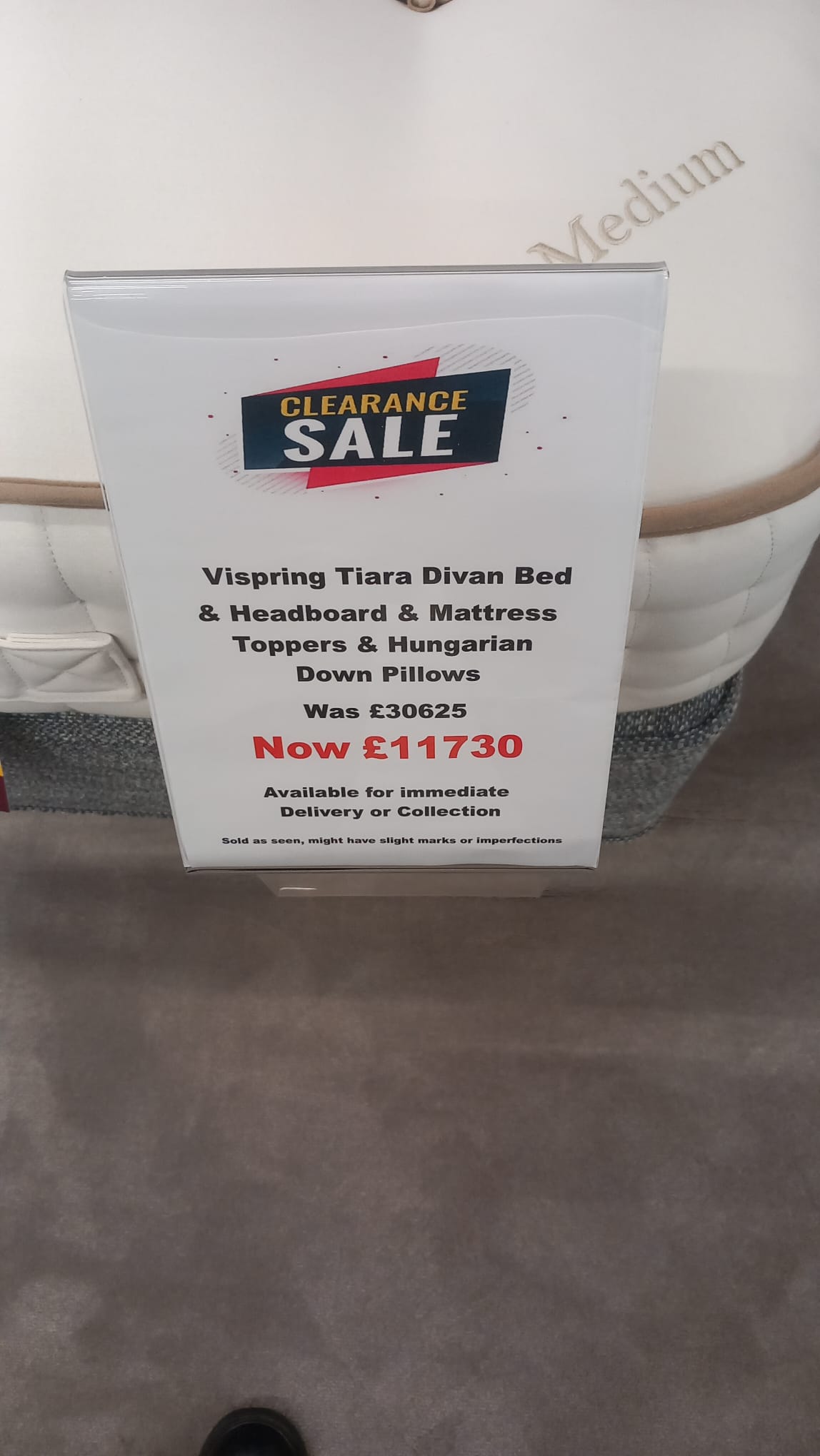 VISPRING Tiara Superb Mattress with Divan, Headboard, Mattress Toppers &amp; Hungarian Pillows - EX DISPLAY