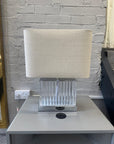Acrylic and Chrome Table Lamp with Linen Shade Ex Display - 1 Only
