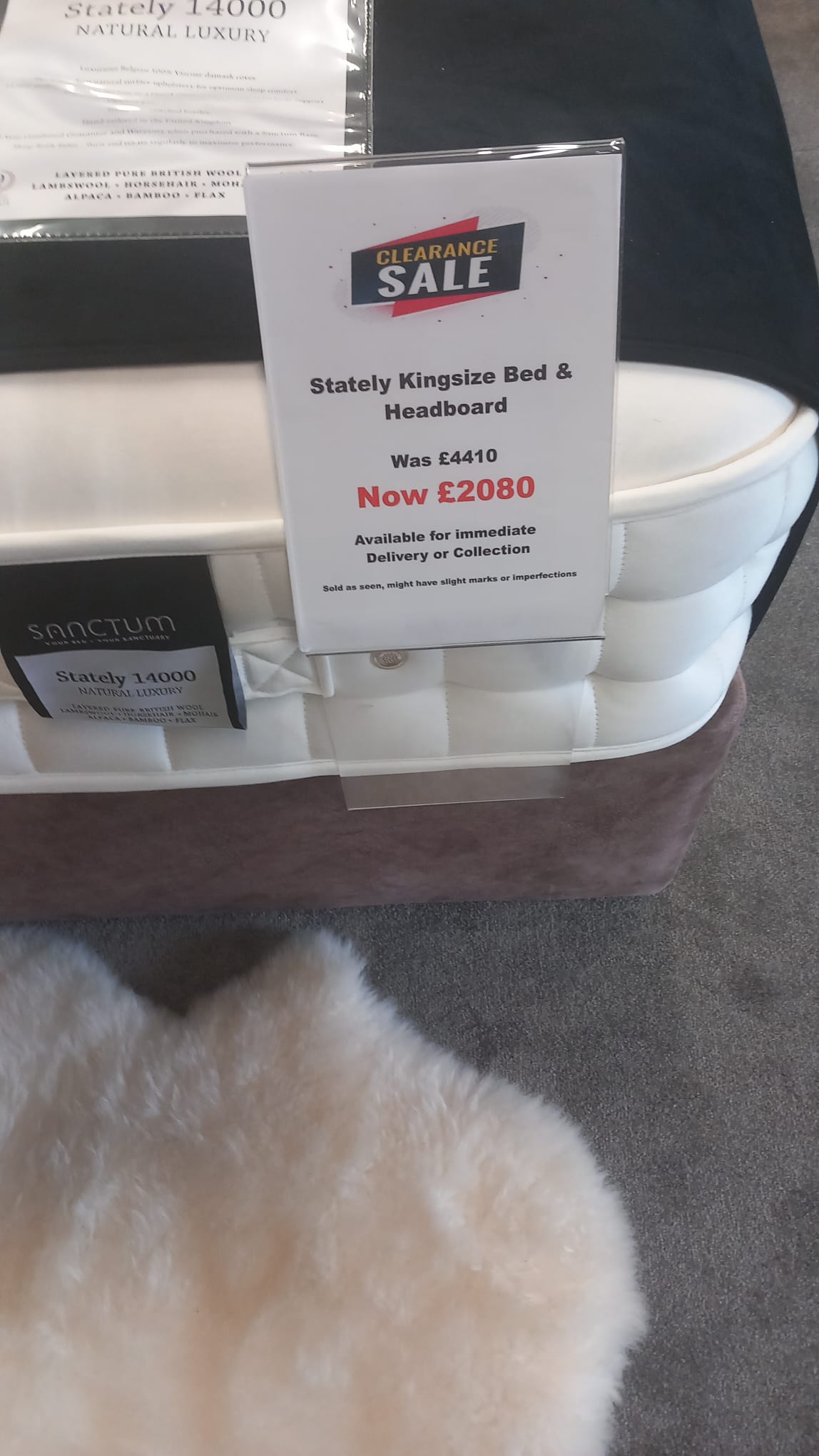 Sanctum Stately 14'000 BED &amp; Headboard - EX DISPLAY