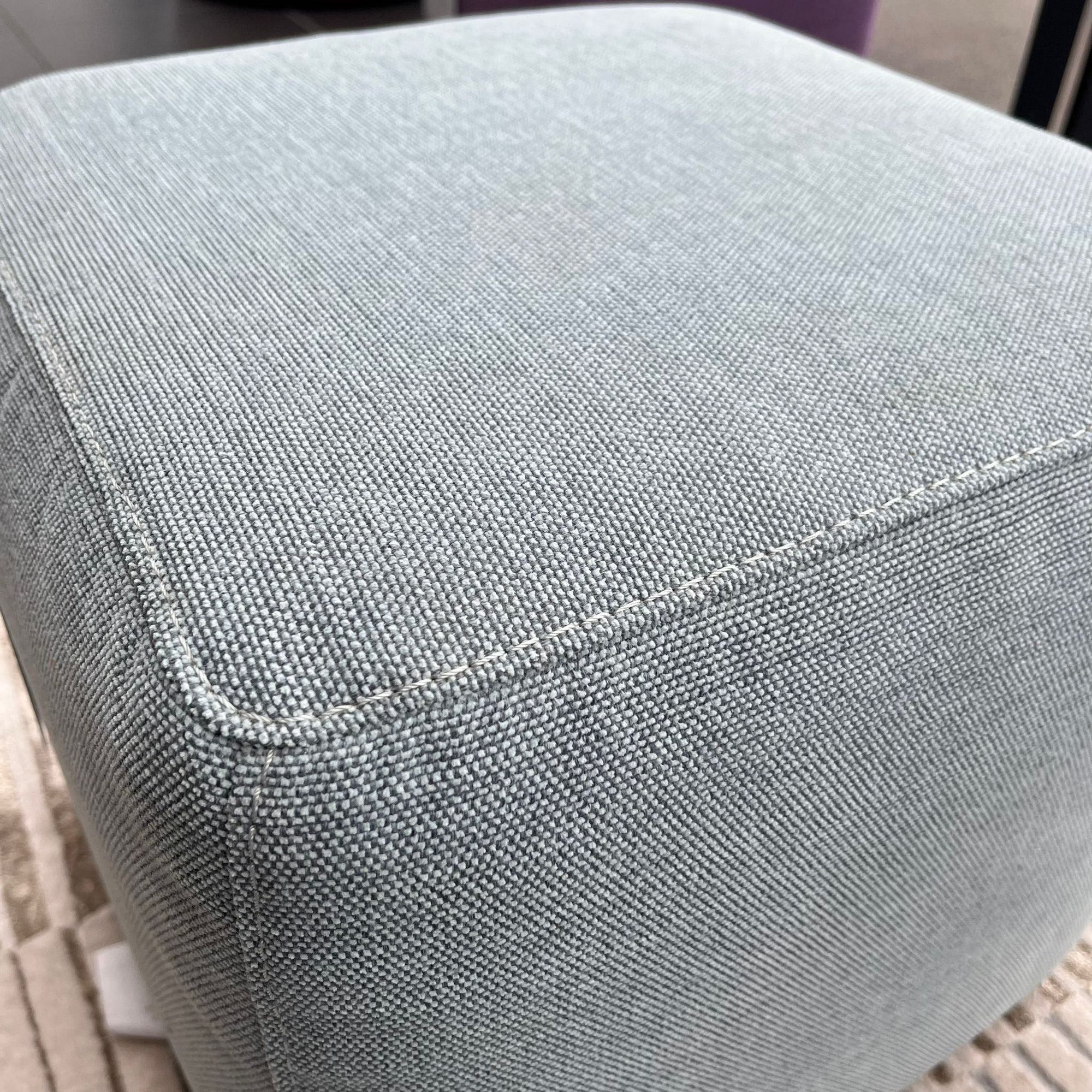 Fellini Home Footstool - Cube Blue Woven Fabric - Fellini Home Ltd