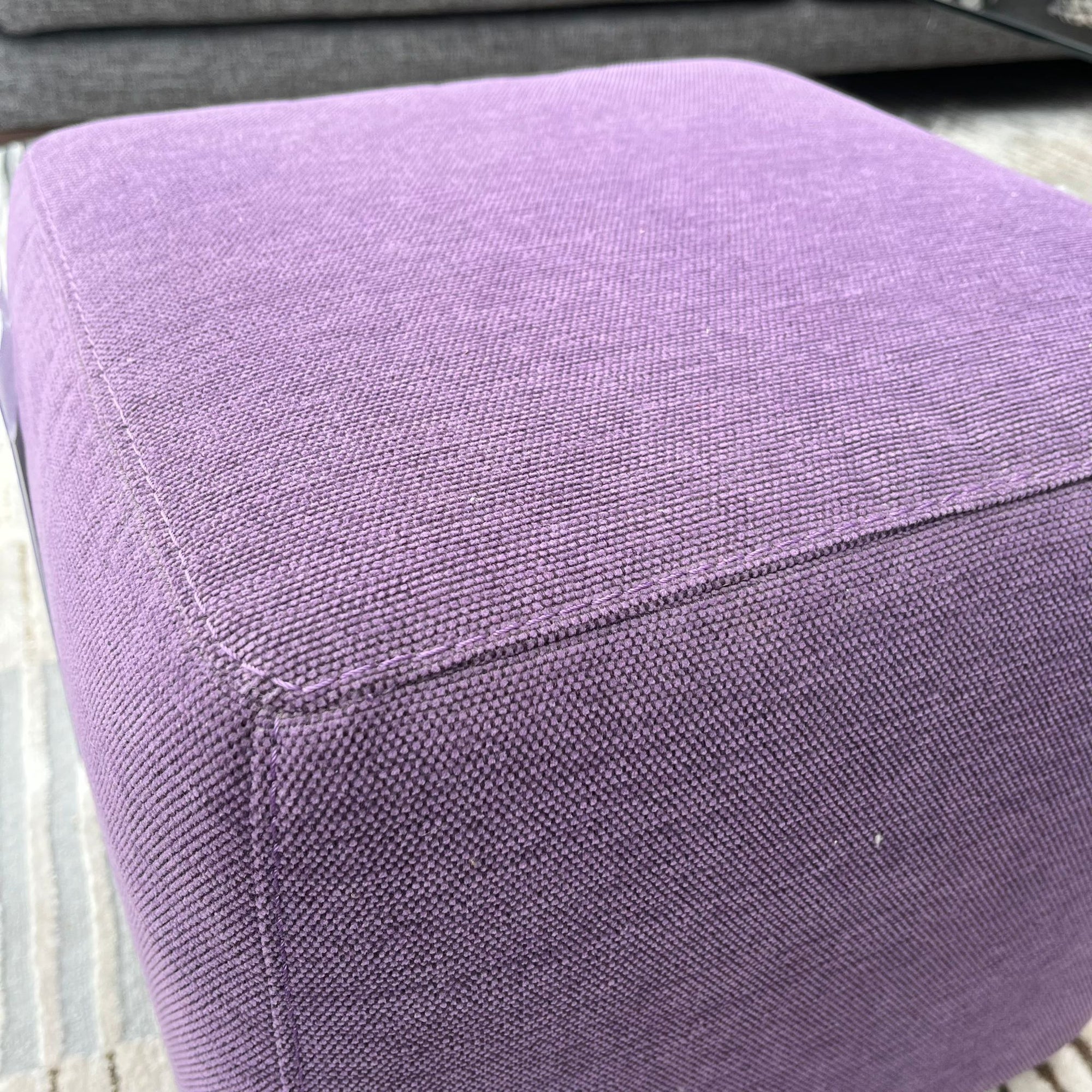 Fellini Home Footstool - Cube Purple Woven Fabric - Fellini Home Ltd