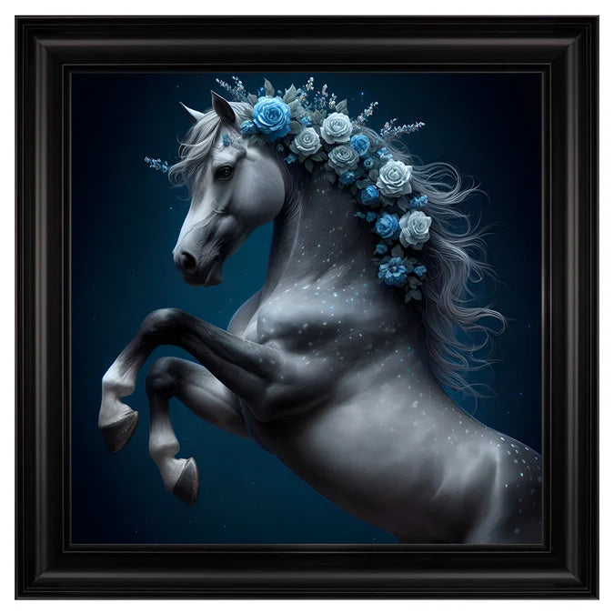 Fellini Home Blue Flower Horse Frame
