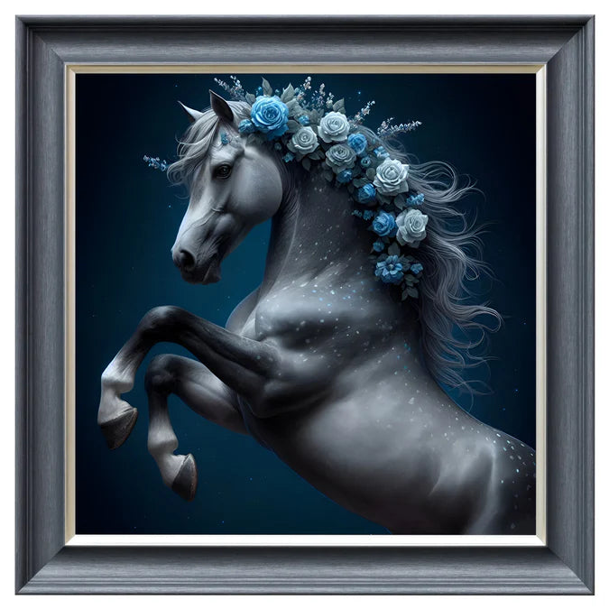 Fellini Home Blue Flower Horse Frame