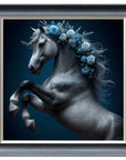 Fellini Home Blue Flower Horse Frame