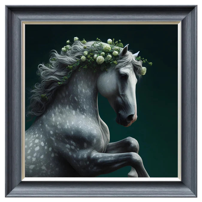 Fellini Home White Flower Horse Frame