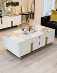 Fellini Home Colby White and Gold Coffee Table