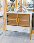 Fellini Home Carrington White and Gold Small Cabinet