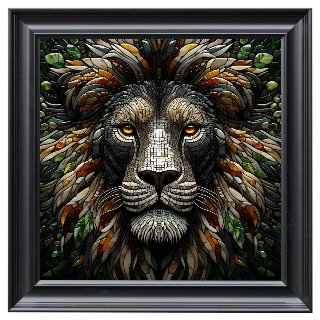 Fellini Home Glass Lion Head – Velvet Framed Artwork
