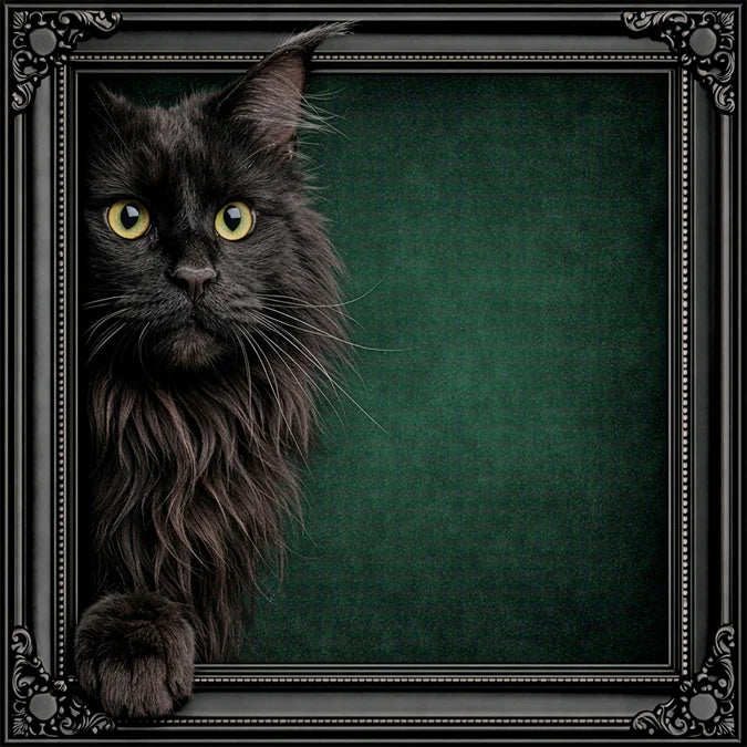 Fellini Home Peeking Black Maine Coon Cat