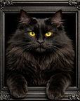 Fellini Home Black Main Coon Cat Black and Gold Frame