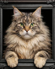 Fellini Home Brown Maine Coon Cat Black and Gold Frame