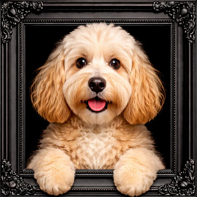Fellini Home Blond Cockapoo Black and Gold Frame
