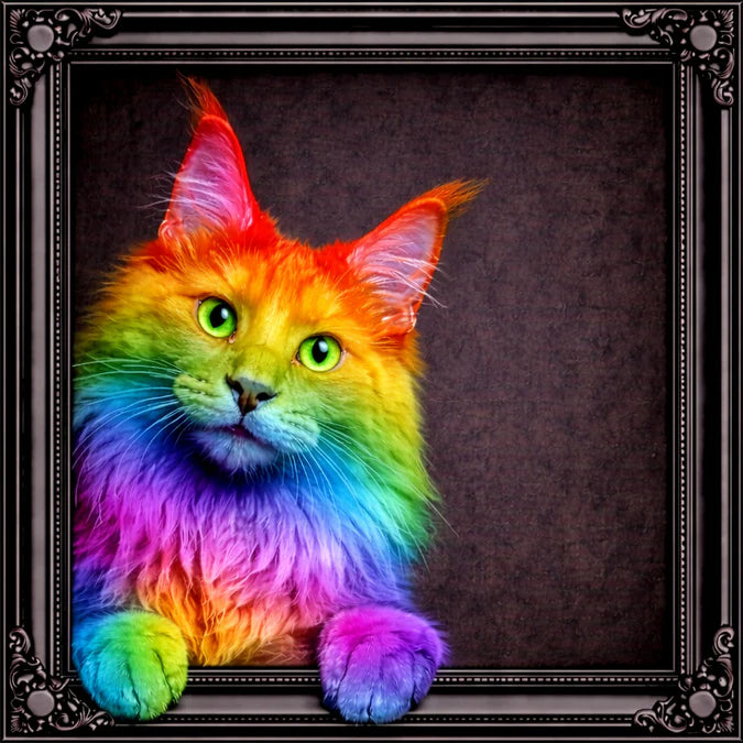 Fellini Home Peeking Rainbow Maine Coon Cat