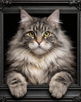 Fellini Home Silver Maine Coon Cat Black and Gold Frame