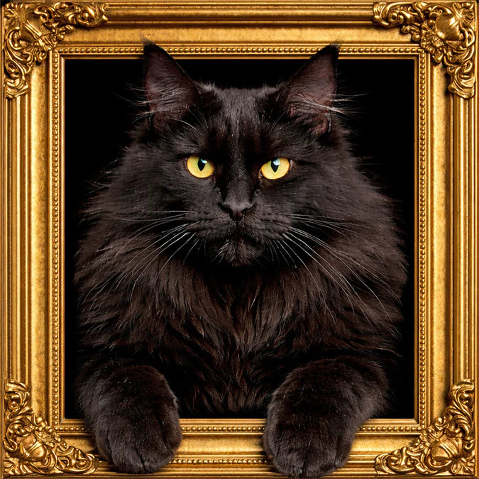 Fellini Home Black Main Coon Cat Black and Gold Frame