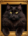 Fellini Home Black Main Coon Cat Black and Gold Frame