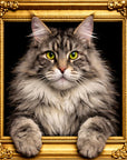 Fellini Home Silver Maine Coon Cat Black and Gold Frame