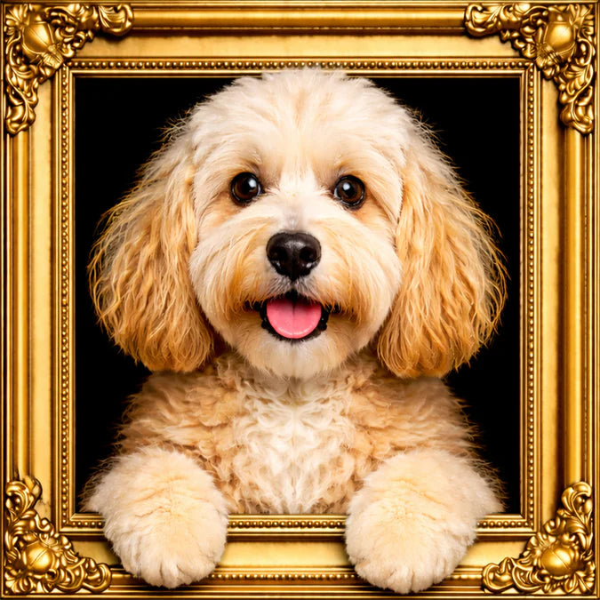 Fellini Home Blond Cockapoo Black and Gold Frame