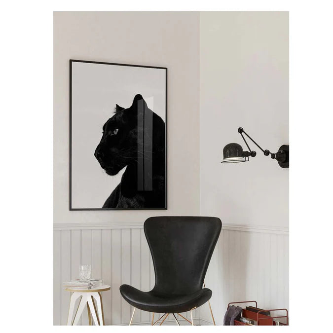 Fellini Home Framed Glass Black Panther Art
