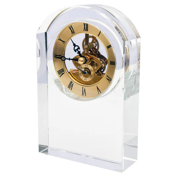 Fellini Home Animated Crystal Oval Glass Mantle Clock