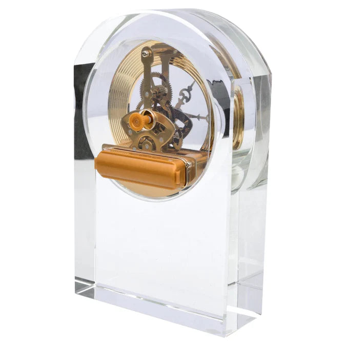 Fellini Home Animated Crystal Oval Glass Mantle Clock