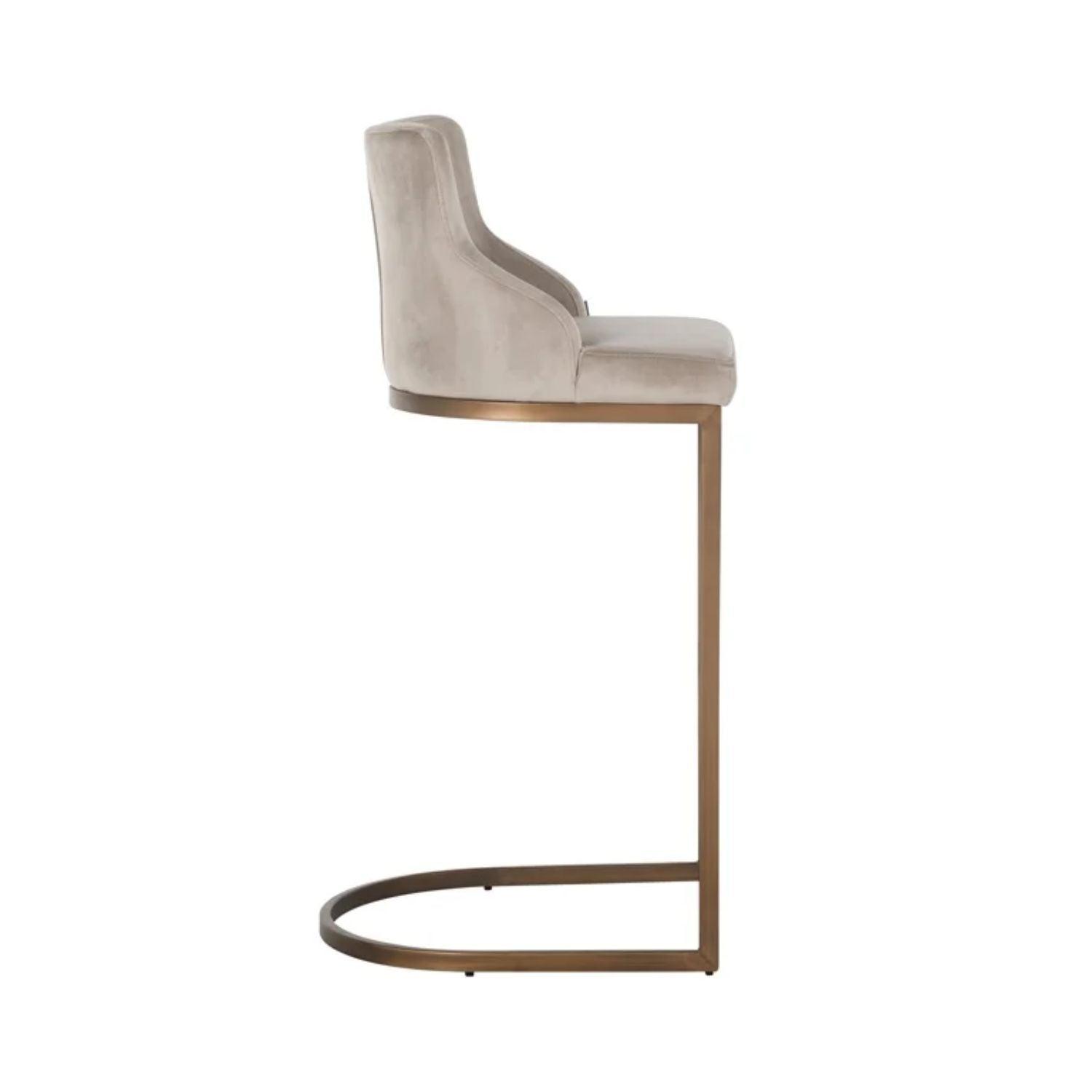 Richmond Interiors Bolton Barstool in Khaki and Brushed Gold S4580 FR - Fellini Home Ltd