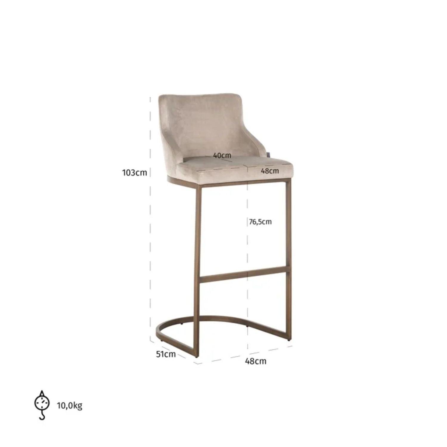 Richmond Interiors Bolton Barstool in Khaki and Brushed Gold S4580 FR - Fellini Home Ltd